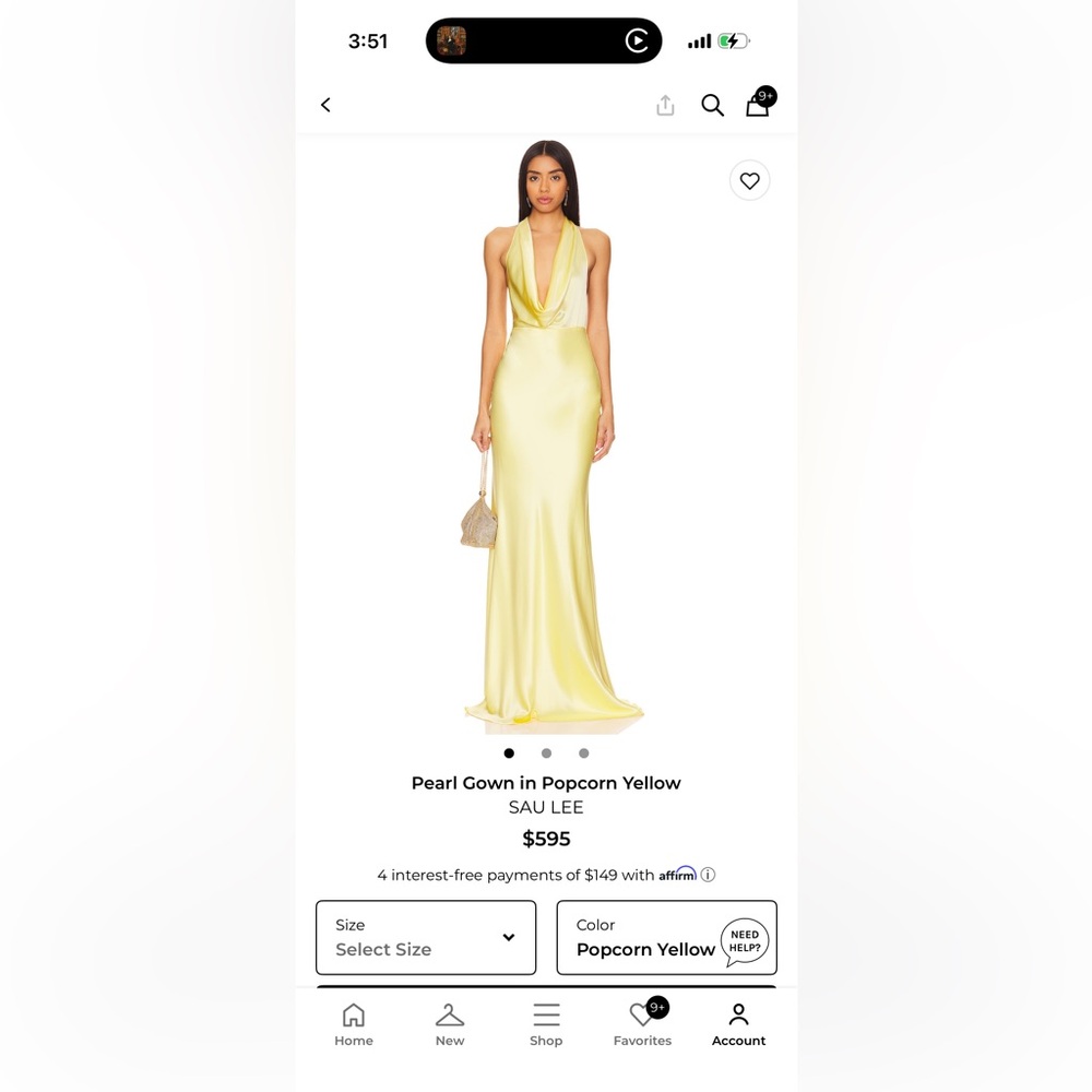 SAU LEE Pearl Gown in Popcorn Yellow